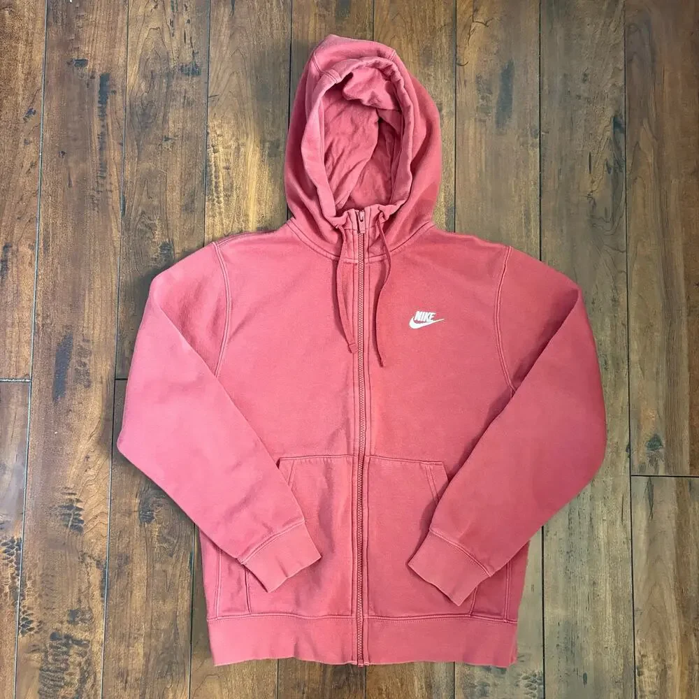 Nike Full Zip Hoodie Womens S Salmon Activewear Sportswear Athletic Swoosh - Picture 1 of 7